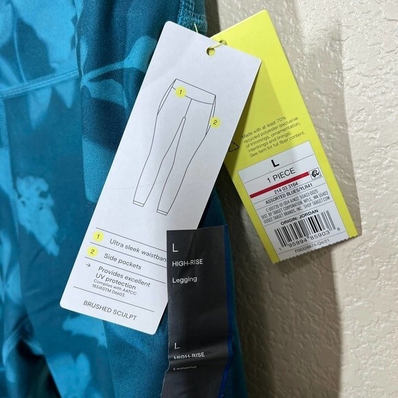 all in motion blue legging high-rise legging size L yoga workout gym runner - Picture 2 of 12